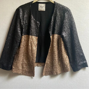 Weill Paris French Designer Black & Gold Sequin Jacket M
